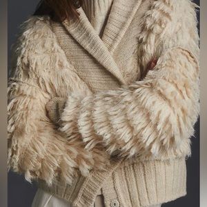 Pilcro by Anthropologie Textured Cardigan Sweater in Cream